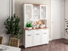 Буфет Катерини (дуб бельмунд/белое дерево) в Довольном - dovolnoe.mebel-nsk.ru | фото