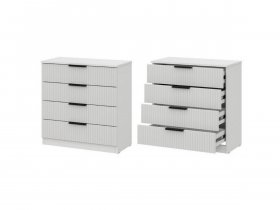 Комод 4 ящика (МДФ) Эккервуд (белый) в Довольном - dovolnoe.mebel-nsk.ru | фото