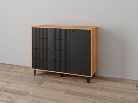 Комод «Катрин-13» ( дуб крафт золотой/карбон вулкан) в Довольном - dovolnoe.mebel-nsk.ru | фото