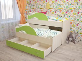 Кровать детская двухуровневая Радуга 80*160 в Довольном - dovolnoe.mebel-nsk.ru | фото