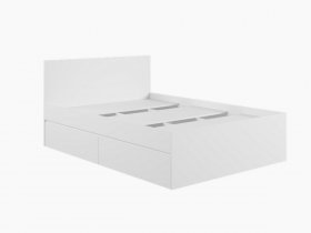 Кровать двуспальная с ящиками 1,4м Мадера-М1400 (белый) в Довольном - dovolnoe.mebel-nsk.ru | фото