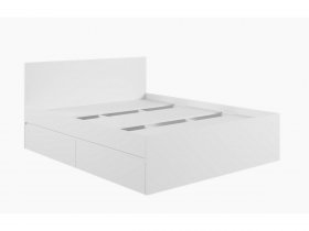 Кровать двуспальная с ящиками 1,6м Мадера-М1600 (белый) в Довольном - dovolnoe.mebel-nsk.ru | фото