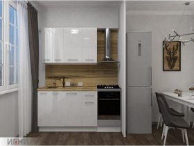 Кухонный гарнитур МДФ Выгодно и точка 1,5 м (белый глянец) в Довольном - dovolnoe.mebel-nsk.ru | фото