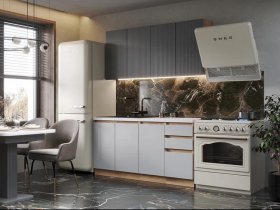 Кухонный гарнитур Ника 1,6 м (графит/серый софт) в Довольном - dovolnoe.mebel-nsk.ru | фото