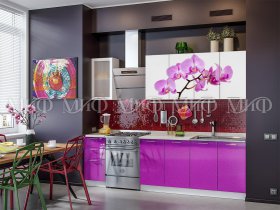 Кухонный гарнитур Орхидея (фиолетовый) в Довольном - dovolnoe.mebel-nsk.ru | фото