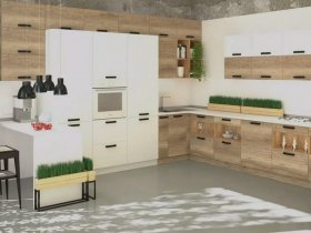 Модульная кухня Фиджи 2,3м (крафт) в Довольном - dovolnoe.mebel-nsk.ru | фото
