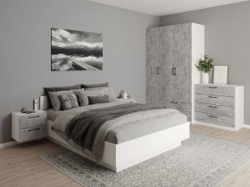 Модульная спальня Гамма (белый/цемент) в Довольном - dovolnoe.mebel-nsk.ru | фото