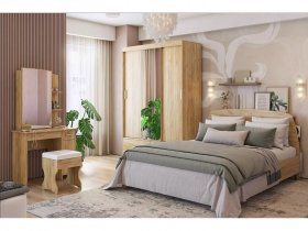 Модульная спальня Виктория-1 (дуб крафт золотой) в Довольном - dovolnoe.mebel-nsk.ru | фото