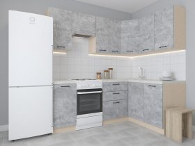 Модульная угловая кухня 1,4м*2,1м Лада (цемент) в Довольном - dovolnoe.mebel-nsk.ru | фото