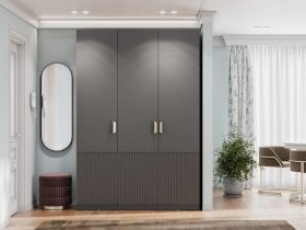 Шкаф трехстворчатый Эккервуд (Нью) (графит) в Довольном - dovolnoe.mebel-nsk.ru | фото