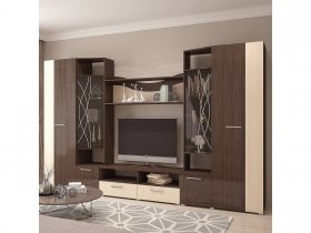 Стенка Гамма (дуб венге/дуб молочный) в Довольном - dovolnoe.mebel-nsk.ru | фото