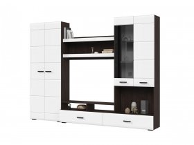 Стенка ГС-01 Либерти (венге/белый глянец) в Довольном - dovolnoe.mebel-nsk.ru | фото