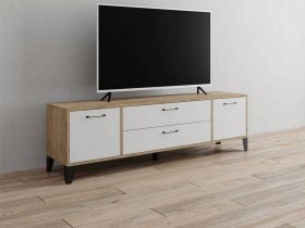 Тумба под ТВ Парус-13 (дуб крафт серый/белый) в Довольном - dovolnoe.mebel-nsk.ru | фото